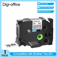 Compatible with Brother Black on White Label Tape Tze 251 Tze-251 PT 24mm