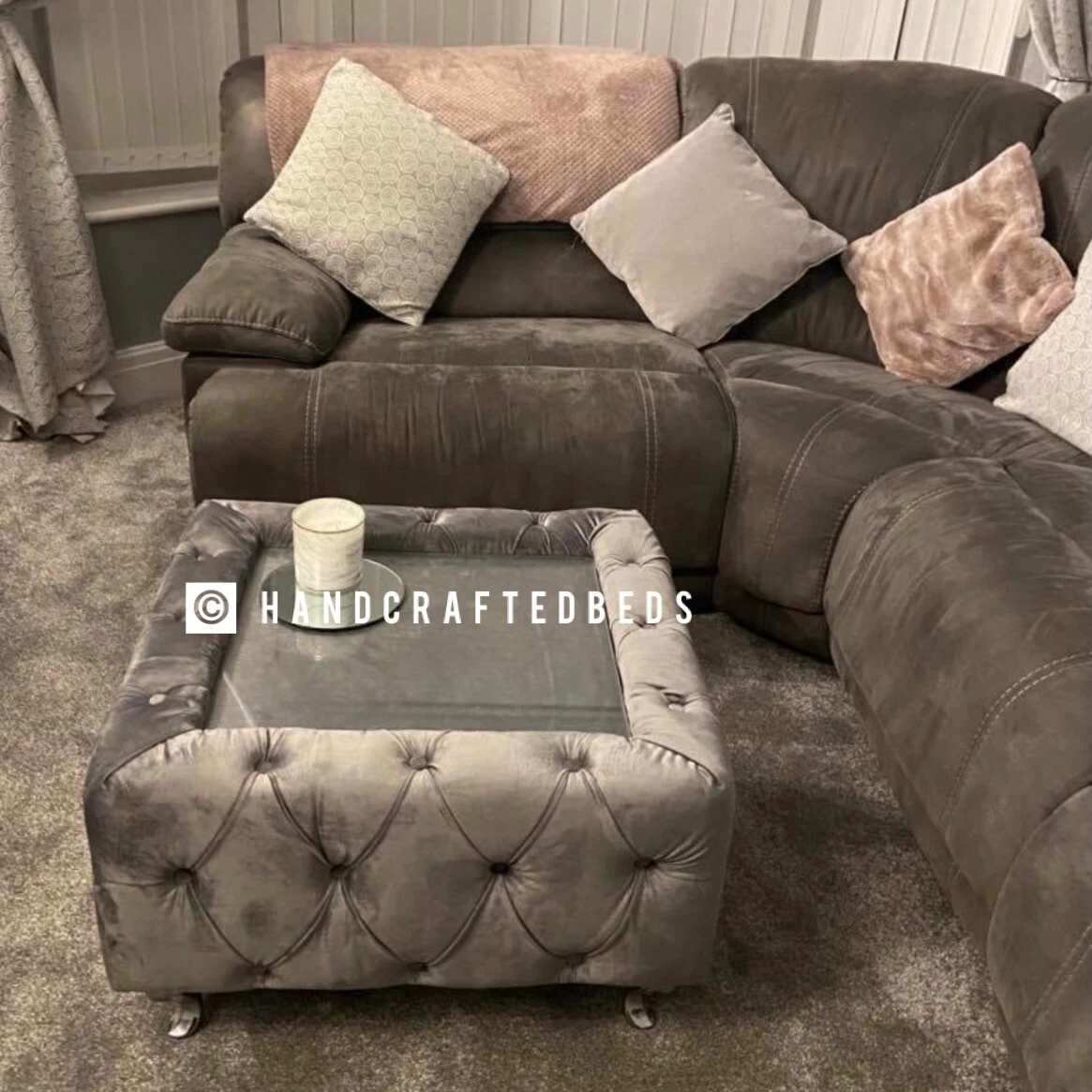 Footstool with glass top deals