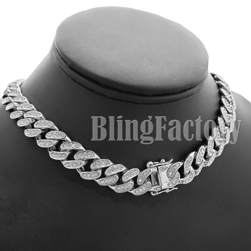 Icy Bulls Head Pendant & 13mm 16" 18" 20" 24" Iced Cuban Box Lock Chain Necklace - Picture 4 of 20