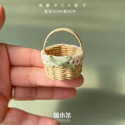 Cesta de paja hecha a mano para casa de muñecas en miniatura 1:12/1:6 - almacenamiento de resina, juguete de picnic - Imagen 26 de 40