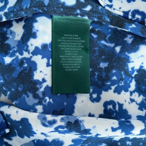 Camisa Ralph Lauren L para mujer con volantes con estampado azul mangas largas elegante - Imagen 10 de 12