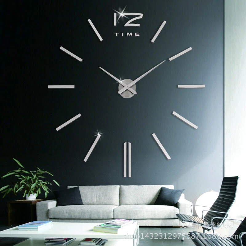 3D decor clock watch modern design mirror wall large DIY clock wall Home sticker - Image 2 of 4