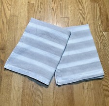 Pair Pottery Barn Linen Blend Jamie Stripe Standard Shams Gray/White