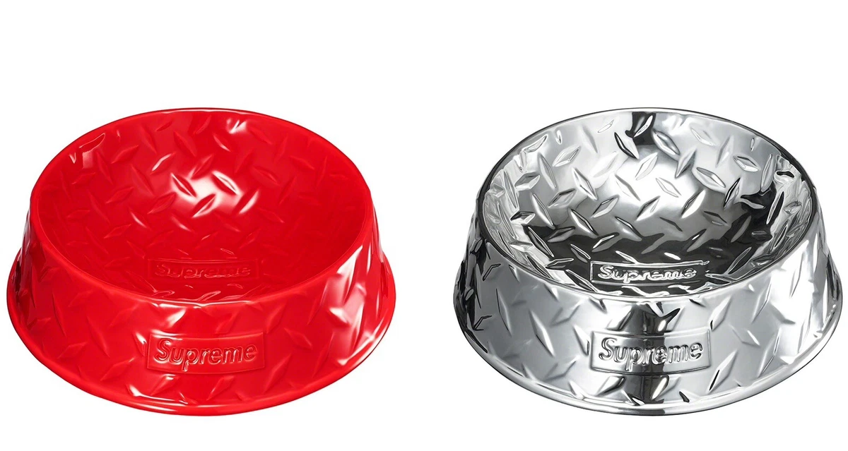 💥[NEW] Supreme Diamond Plate Dog Bowl Silver IN HAND