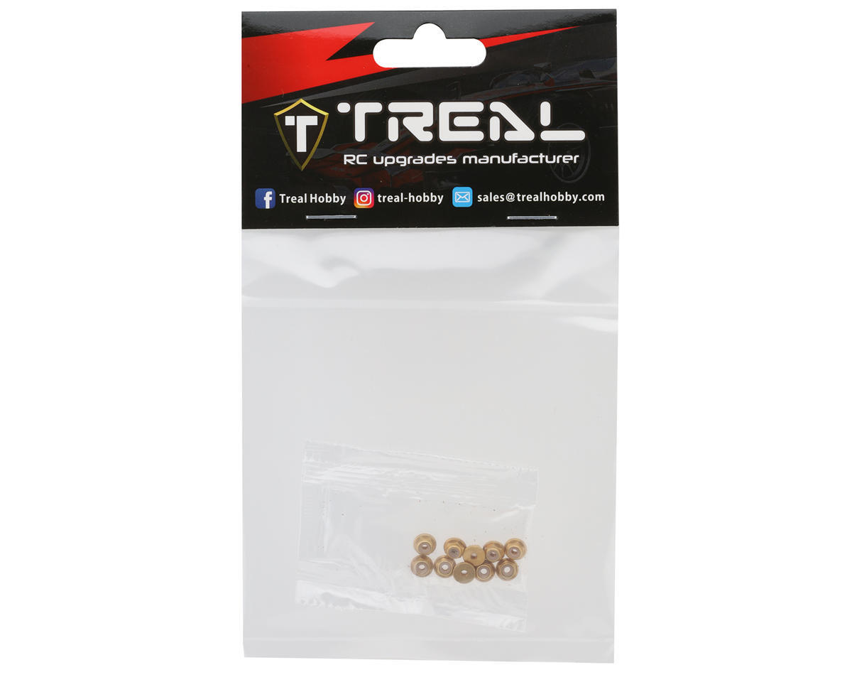 Treal Hobby Axial SCX24 Brass Nylon Lock Nuts (2x0.4mm) (10