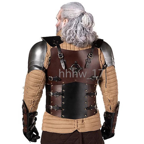 Armatura cosplay in pelle pu costume da cavaliere medievale armatura larp vichinga medioevo - Foto 2 di 12