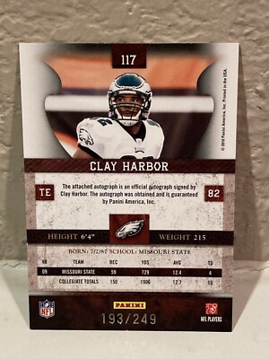 2010 Panini Plates & Patches - clay harbor / 249 (AU, RC) Eagles