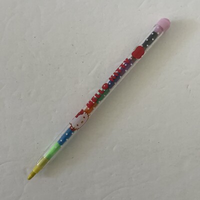 Sanrio Hello Kitty Apple Push Pencil Crayon With Multiple Colors - 5.5'' Long