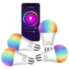 Wi-Fi Smart LED Light Bulb 9 W(60W) 850Lm A19 RGBCW Dimmable Alexa/Google/Siri