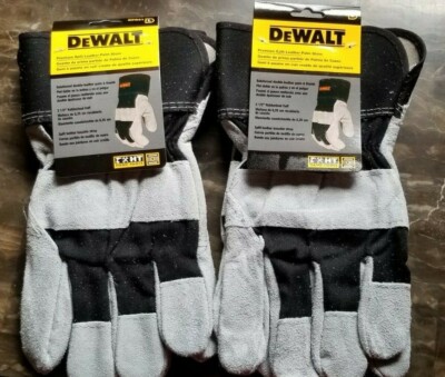 (2) DEWALT DPG41 Leather Performance Hybrid Gloves CowHide Mechanic Work  Large