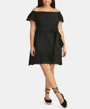 RACHEL Rachel Roy Trendy Plus Size Cotton Off-The-Shoulder Dress Size 3X $139