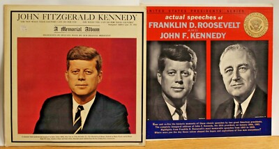 2 Vinyl Records JFK Memorial & Actual Speeches of J.F. Kennedy/F.D. Roosevelt