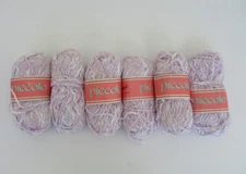 Lot of 6 Skeins Vintage PICCOLO  Cotton Acrylic Yarn  50g #6625 Lavender & White
