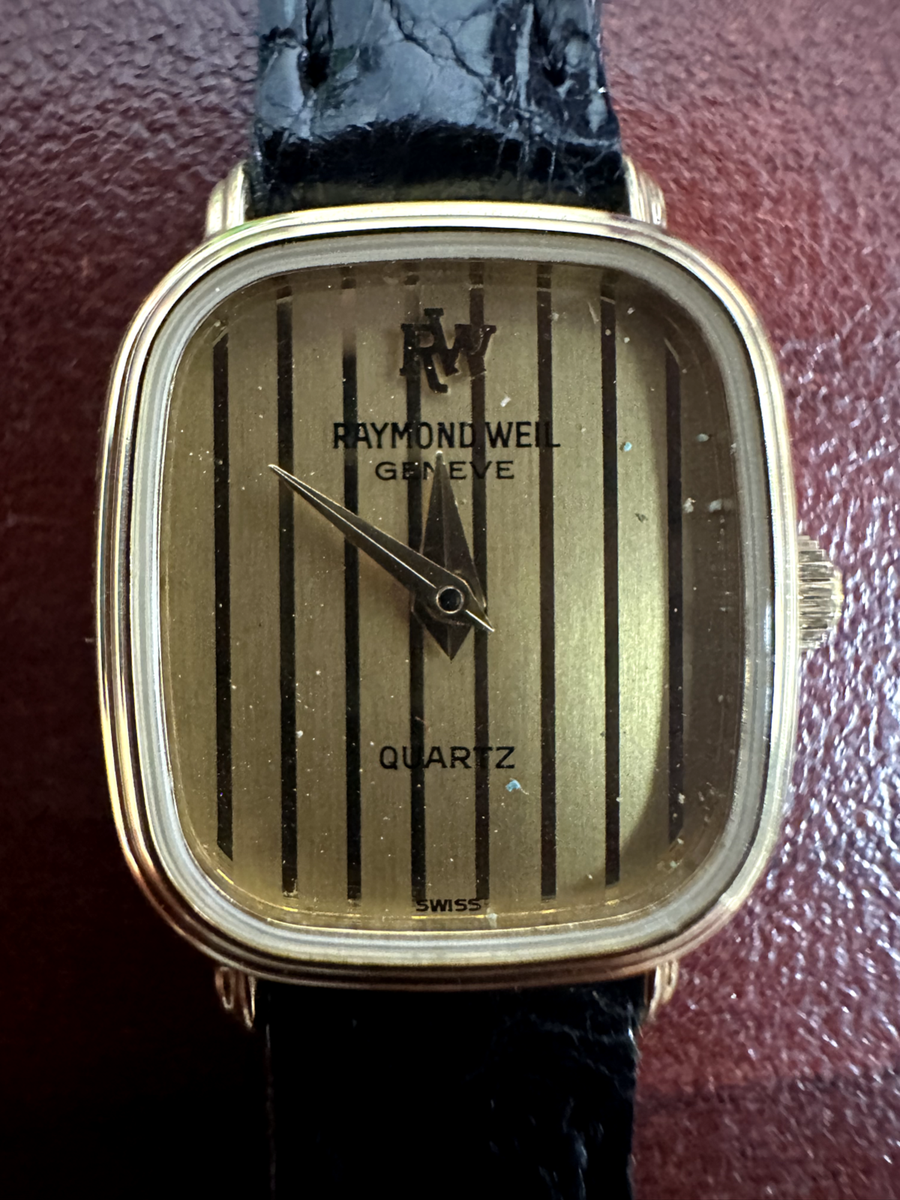 Vintage Womens Raymond Weil Geneve Quartz 18K Gold Electroplate