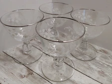 Rare (4) Vintage Libby Lilly of the Valley Champagne/ Sherbet/ Stemware Glasses