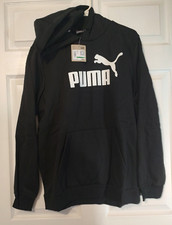 Puma Mens New Black Pullover Hoodie Sweatshirt Big Logo Sz L