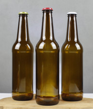 45 x Glass Beer Bottles 0,5L 50cl + 100 Gold Crown Caps Home Brew 