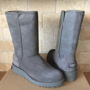 UGG AMIE CLASSIC SLIM GREY GRAY SUEDE SHEEPSKIN WEDGE SHORT BOOTS SIZE 5  WOMEN | eBay
