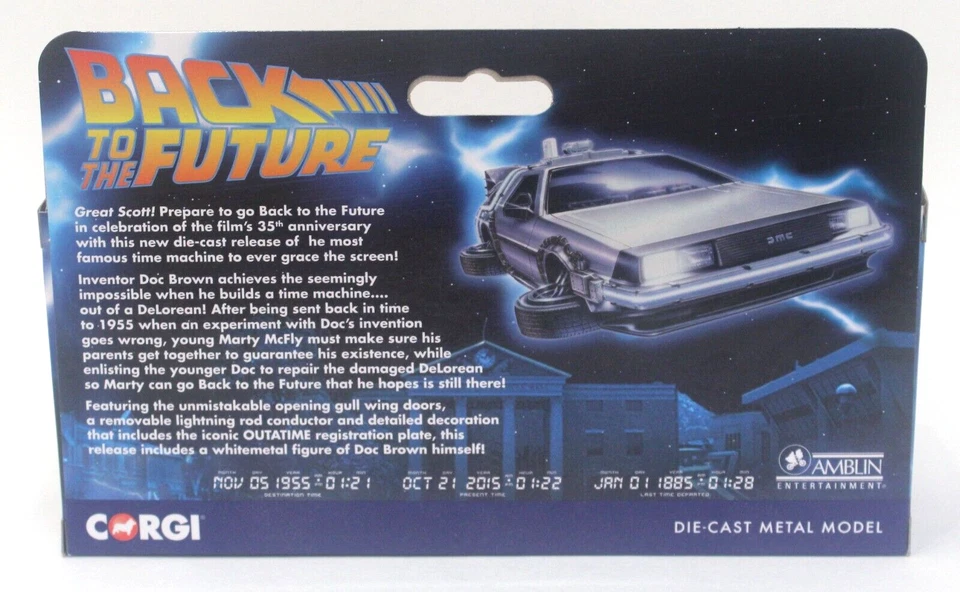 Corgi CC05503 Back to the Future Delorean w Doc Brown Figure 1:36 Mint/ Boxed - Image 3 of 3