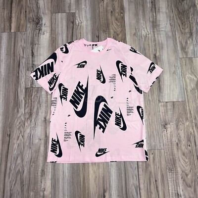 Nike Men's NSW AOP Club Tee Running Training Top DR7817-663 Pink Navy NWT Size L