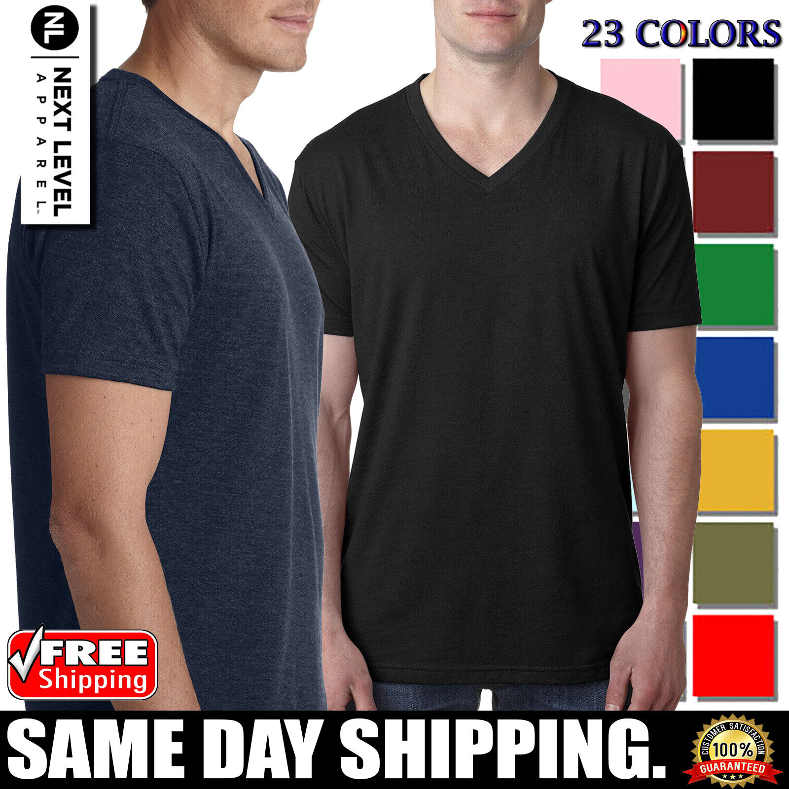 Next Level Apparel Men's 4.3 oz. CVC V-Neck Short Sleeves T-Shirt 6240 S-2XL