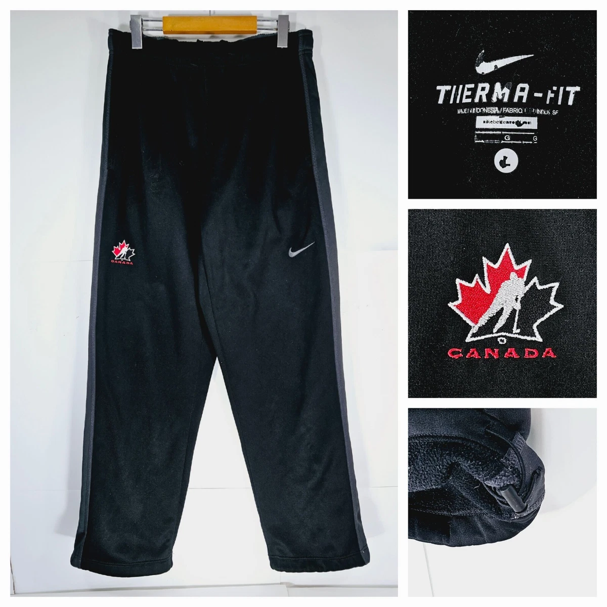 Nike Therma Fit Hockey Canada Mens Large Athletic Pants Black Team Canada