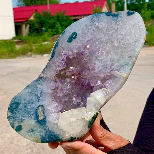 2,55 Pfund natürliche Amethyst Geode Quarz Cluster Kristall Probe Heilung
