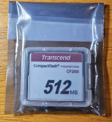 Transcend Industrial Grade Compact Flash Card. 512 MB CF200I. New In Unopened...
