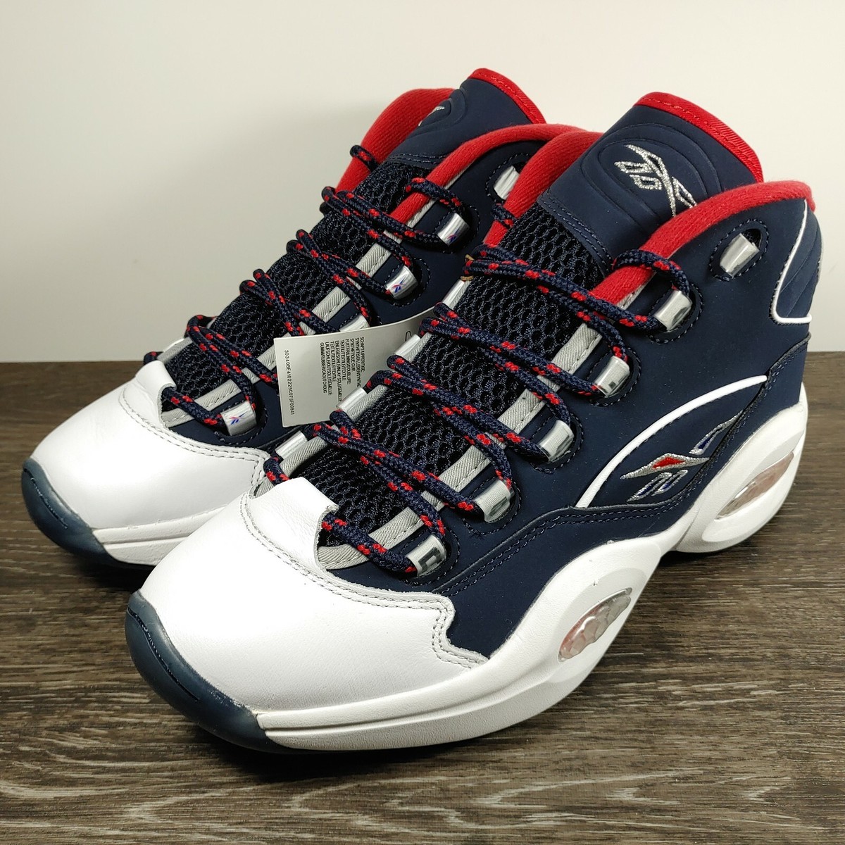 Reebok Question Mid USAホワイト/ネイビー/レッド Reebok Question Mid 'USA' Mens Size 8.5 Iverson Basketball
