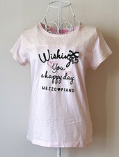 Mezzo Piano T-shirt Size L/ 160 Light Pink Heart Ribbon Lace fabric