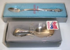 (2) Silver Plated Oneida Bent Baby Spoon & Long Handle Baby Spoon Flatware New!