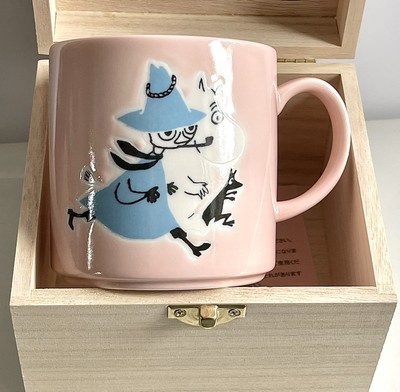 Japan Yamaka Shoten Mumin & Snufkin rosa Porzellan 350ml Becher in Holzbox