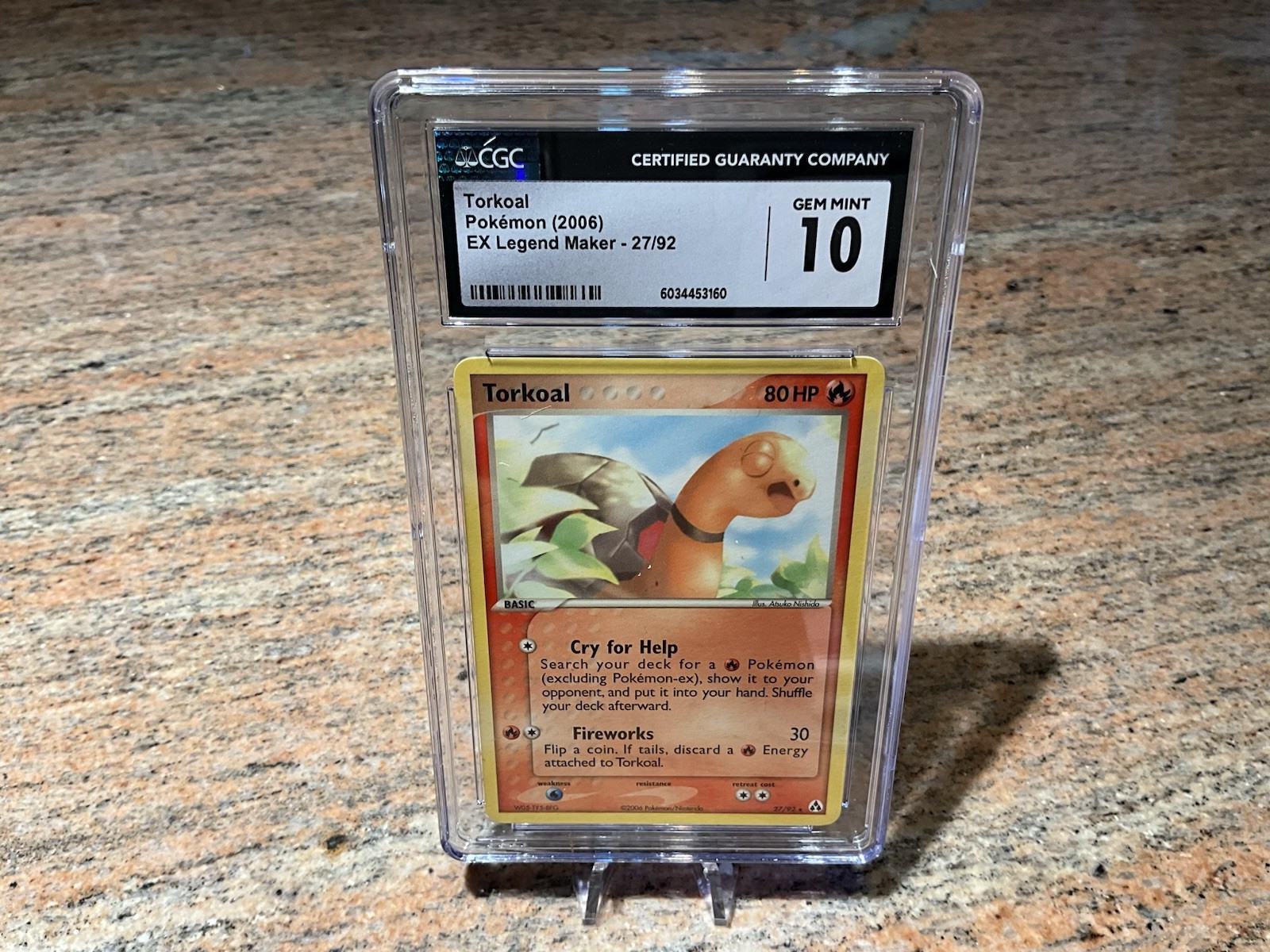 Torkoal Pokemon 2006 EX Legend Maker 27/92 CGC 10