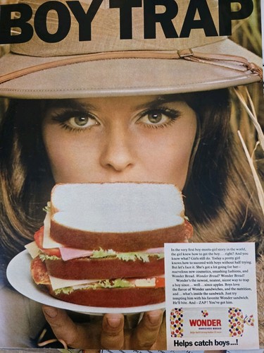 1967 Wonder enriched bread helps catch boys boy trap sandwich vintage Ad