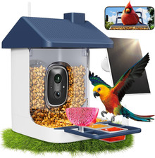Smart Bird Feeder with Camera, 1.8L Solar Powered Bird Feeders for Outdoors, 2K