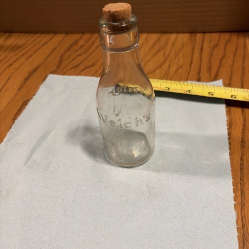 Vintage Embossed Welch’s Grape Juice Glass Bottle Junior Size 5”