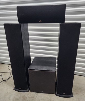A Set Polk Audio T50 Home Theater 2 Floor Tower Speaker  1  Center  & Subwoofer 