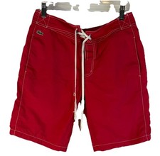 Lacoste Mens Medium Croc Logo Swim Trunks Shorts Red