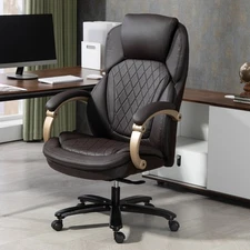 350 Max Load Ergonomic PC Desk Seat with Extra Wide Base and Adjustable Height