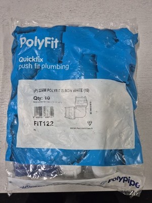 Poly Rohr Polyfit 22mm gleich Winkel 90° Bogen Steckverschluss 122mm 10er Pack