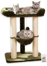 Happi N Pets 28" Large Cat Tree Tower for Indoor Cats, Olive Green