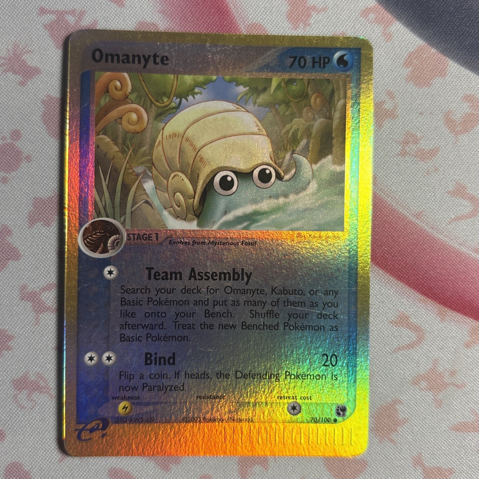 Omanyte 70/100 Sandstorm Reverse Holo NM Vintage