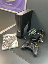 Xbox 360 S Slim Matte Black Console With Cables, Controller, Game - TESTED