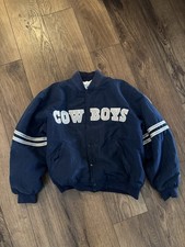 Vintage 90s Dallas Cowboys Starter Jacket Large Pro Line Full Snap Bomber Navy