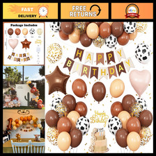Cowboy Birthday Decorations - Cow Print Balloons, Gold Foil Stars Hearts, Farm