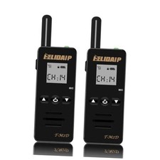 M2D Super Mini Walkie Talkies,Portable Two Way Radios with Earpiece,LCD Black