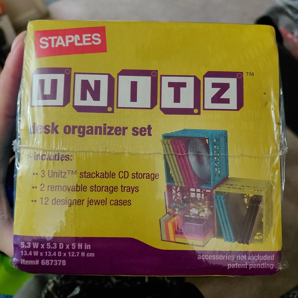 ВИНТАЖНЫЙ лот из 3 штабелируемых мини-ящиков для хранения компакт-дисков эпохи молока скобы Y2K — UNITZ NEW OS - Изображение 2 из 4