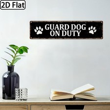 2D Guard Dog on Duty Metal Sign - Rustic Farmhouse Wall Decor 4x16 Inch