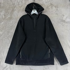 NOBULL Hoodie Men Large Pullover Black Zippered Side Vents Fleece EUC