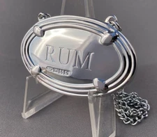 Sterling Silver Pottery Barn RUM Decanter Tag English Hallmarks NEW Unboxed